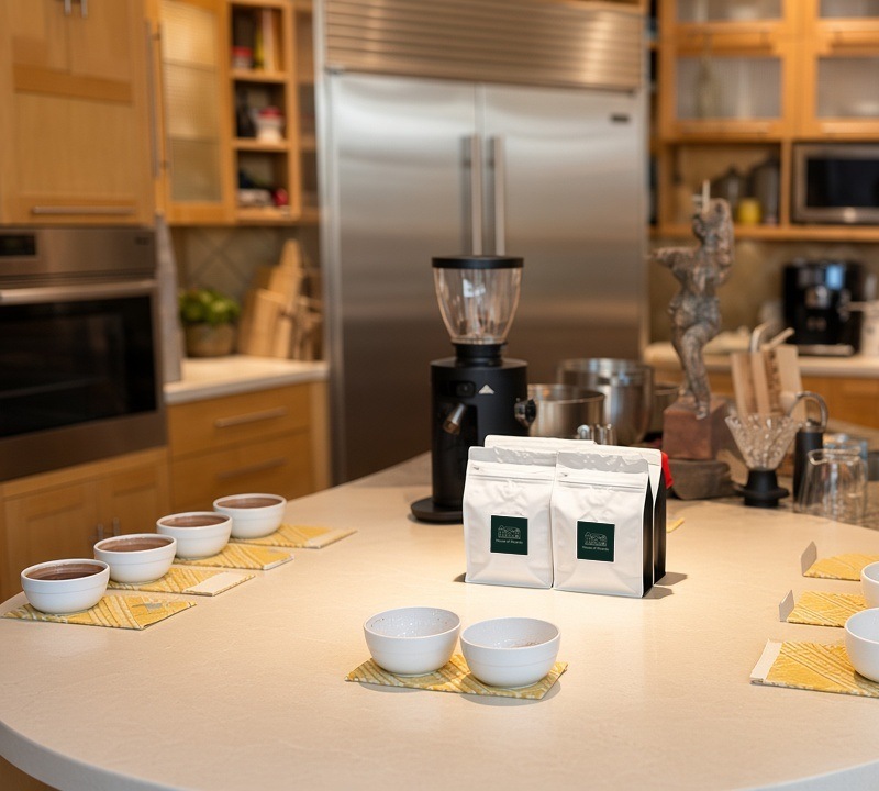 A private cupping table set for guests